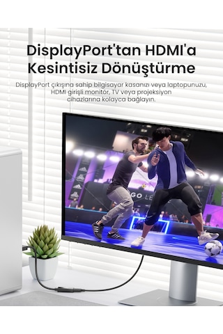 Ugreen Display Port To Hdmı 1080p Dönüştürücü Adaptör Siyah, 40362