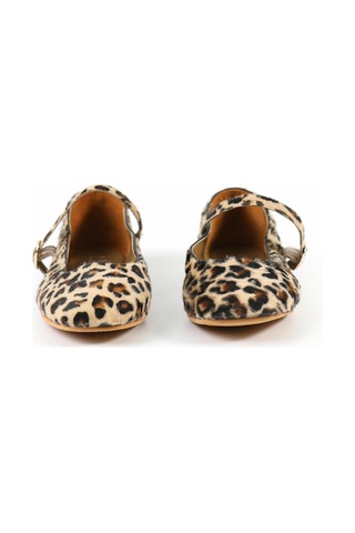 Tuna Hakiki Deri Leopar Baskılı Kadın Babet Ayakkabı - Z263011 Bej Leopar Baskı