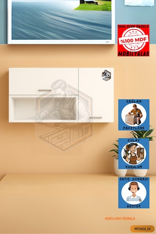 Tamamı Mdf Çok Amaçlı Açık Raflı Üst Dolap Mutfak/banyo/salon/ofi