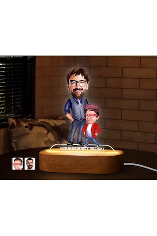 Bk Gift Kişiye Özel Baba-oğul Karikatürlü Dekoratif 3d Biblo Led Işıklı Gece Lambası-3, Babaya Hediye, Babalar Günü Hediyeleri Kobitmeyen138255 Bk Gif