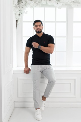 Paul Martin Fermuarlı Polo Yaka Regular Fit T-Shirt Siyah