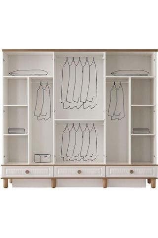 %100 Mdf-aytaşı-bohem Mahlas 6 Kapaklı Aynalı Gardırop