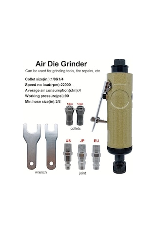 Dashanshop Büyük Havalı Zımpara Large Air Grinder 8 Parça Metal Noktalar 22000 Rpm 1/4 1/8 Kolletli Pnömatik Parlatma Gravür Seti