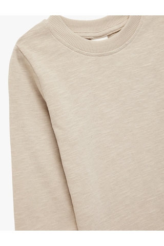 Koton Pamuklu Bisiklet Yaka Uzun Kollu Basic Sweatshirt Yeşil 6wmb10309tk