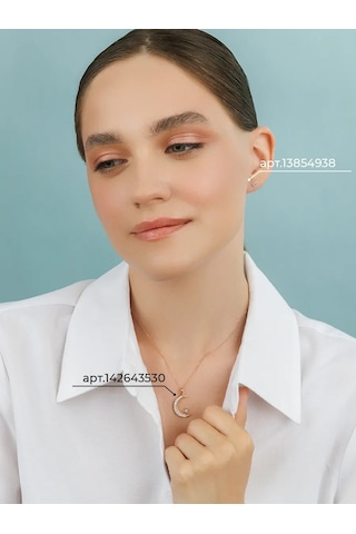 Veronika Altın Kaplama 925 Gümüş Hilal Kolye 142643530