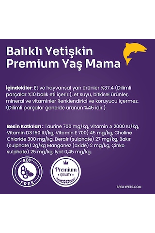 Spelly Premium Balıklı Yetişkin Kedi Maması 48 x 85 G