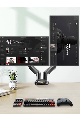 Ergoflex Nb North Bayou F160 17"-27" Çift Kol Amortisörlü USB Kablolu Monitör Standı