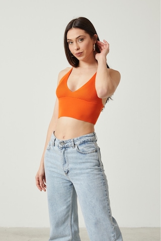 Twenty3 Kadın Super Crop Sırt Detaylı Triko Büstiyer Bluz 001