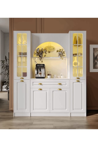 Guneystore Armoni Gold Maxi Kahve Köşesi Komple Mdf Beyaz