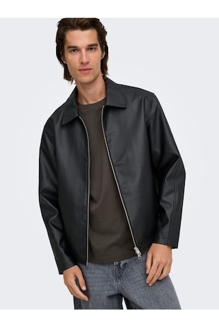Only & Sons Erkek Onsrem Siyah Deri Ceket - 22038683