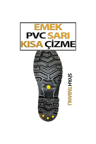 Pvc Kısa Çizme Sarı Tabanı Siyah