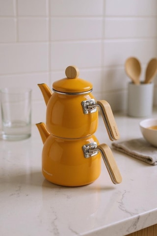 Sultan - Bambu Kulplu Çaydanlık Takımı Hardal Diğer