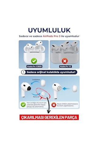 Airpods Pro 3 Uyumlu Toz Filtreli Premium Silikon Yedek Kulaklık Uçları Seti Xs/s/m