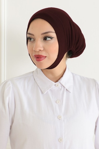 Melodi Scarf Kadın Tesettür Geniş Hacimli Pratik Ense Ve Çene Altından Geçmeli Kaymayan Çeneli Bone Kahverengi Kahverengi