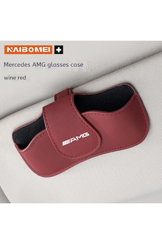 Araba Visor Pu Deri Gözlük Depolama Klip Güneş Gözlüğü Tutucu Gözlük Tutucu Için Red