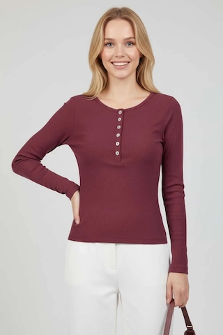 İsiltikidsmoda Çıtçıt Detaylı Bluz Mürdüm T4343 Mürdüm