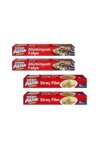 Piknik Alüminyum Folyo 8 M Ve Streç Film 30 M 4 Lü Karma Paket