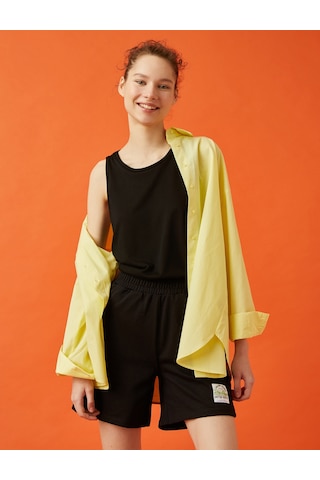 Koton Çizgili Atlet Basic Halter Yaka Tanktop Siyah 1yal38234ık