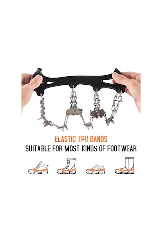 Vkemall Kar Buz Tırnağı - Paslanmaz Çelik Kaydırmaz Ayakkabı Aksesuarı Siyah/turuncu