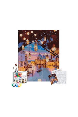 Sayılarla Boyama Seti 40 X 50 Cm Tuval Şasesine Gerili Akşam Manzarası