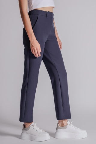 Braccas Kadın Yandan Cepli Fermuar Ve Agraf Kapamalı Slim Fit Pantolon Lacivert Lacivert