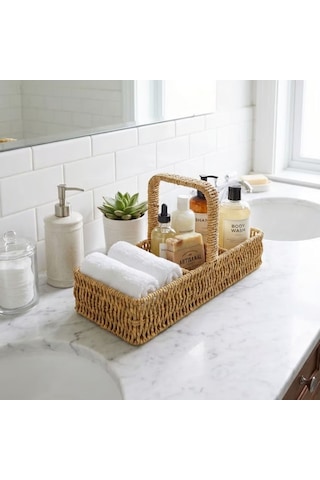 Büro Ev Ofis Düzeni İçin 3bölme Rattan Plastik Saplı Masaüstü Organizer Sunum Standı Diğer