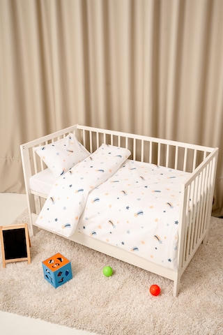 Bebek Nevresim Takımı Fermuarlı 95x145 CM Mavi Yıldız