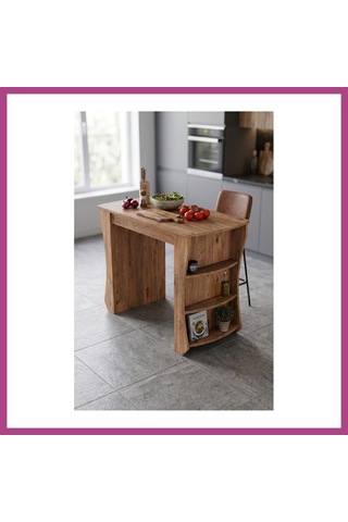 Gees Global Mutfak Masası Mutfak Adası Ada Masa Bar Masası Kahvaltı Masası Raflı Çok Amaçlı Dolap Modern Masa 120x60 Cm 9836 Atlantik Çam Gbzs Atlantik - Çam