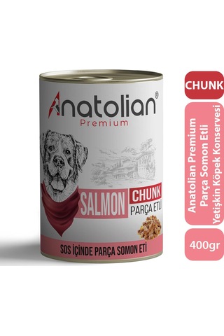 Anatolian Premium Adult Salmon Somonlu Parça Etli Yetişkin Köpek Konservesi 12 x 400 G