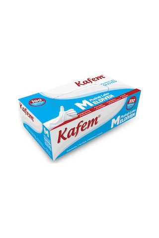 Kafem Beyaz Lateks Eldiven Pudralı (M) 100 Lü X 5 Paket