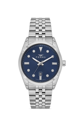 Ferro F11567awt-a3 Quartz Çelik Gri Mavi Kadran 41 Mm Erkek Kol Saati