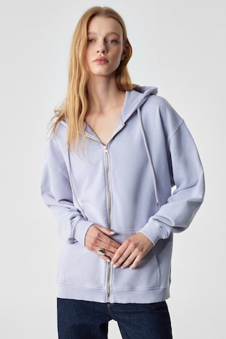 Ethıquet NISPORENI Kadın Oversize Fit Kapüşonlu %100 Organik Pamuk 3 İplik Lila Sweatshirt