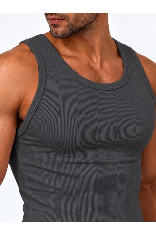 We&me Erkek Halter Yaka Slimfit Sporcu Likralı Atlet Gri