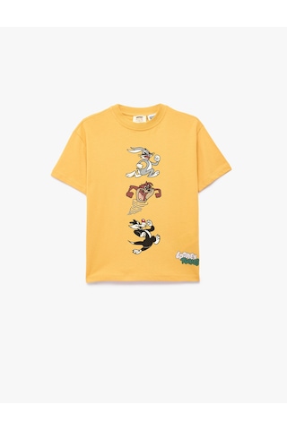 Koton Pamuklu Looney Tunes Baskılı Bisiklet Yaka Kısa Kollu Lisanslı Tişört Turuncu 5skb10665tk