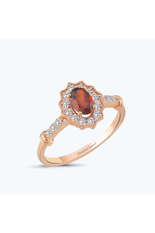 Altınbaş Pırlanta Garnet Taşlı Oval Yüzük Pnf001pgrn-14k