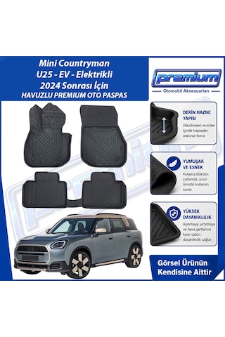 Mini Countryman Paspas U25 Ev Elektrikli Araca Özel 2024 Sonrası Derin Havuzlu Premium Oto Paspas