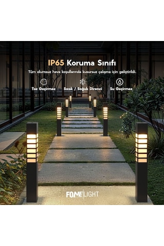 FoneLight Vilorita 75 cm LED Bahçe Aydınlatma Direği Antrasit Alüminyum IP65 Bollard Peyzaj Yürüyüş Yolu Lambası 9W 3000K