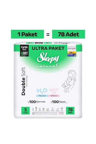 Sleepy Natural Double Soft Ultra Paket Bebek Bezi 5 Numara Junior 78 Adet