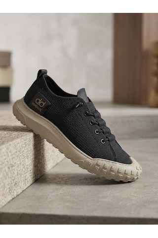 Ba0248 Boa Siyah Bej Taban Esnek Bağcıklı Ultra Hafif Nefes Alan Sneaker Ayakkabı