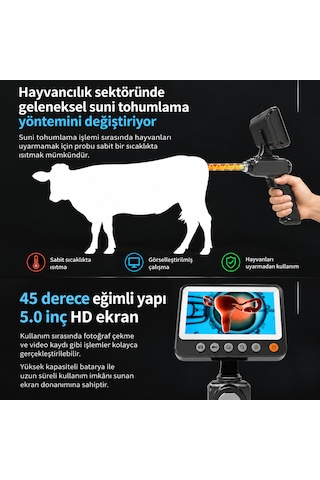 YS-3856 Görüntülü Suni Tohumlama Cihazı 5 İnç Ekranlı - Veteriner Endoskop Kamera