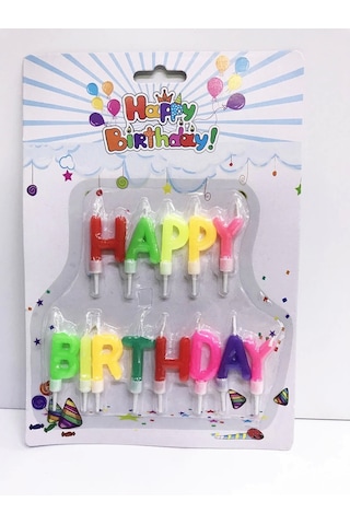 Happy Birthday Yazılabilen Rengarenk Doğum Günü Mumu Çok Renkli