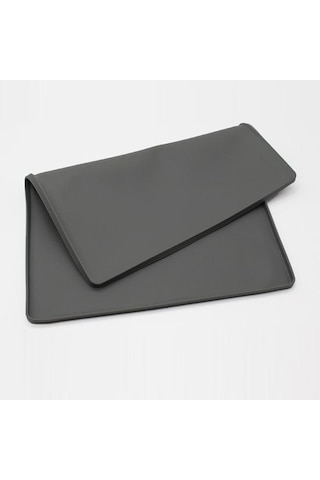 Su Geçirmez Evcil Hayvan Mama Matı Büyük Silikon Evcil Hayvan Mama Kabı Pedi Yükseltilmiş Kenarlı Gri