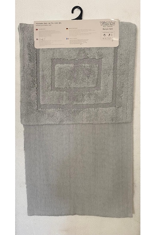 Pamuk Tufting 2'li Klozet Takım,banyo Seti,paspas Seti, Çerçeve G