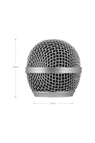 Mufunye Shure Sm58/beta58 Uyumlu Mikrofon Kafası - Gümüş Metal Ağı, İç Foam Filtre, Tekli Paket