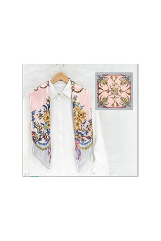 Deserto Fashion Gala Serisi Saten Polyemid Eşarp - Özel Günler İçin Göz Alıcı Parlaklık 90x90-1827 Çok Renkli
