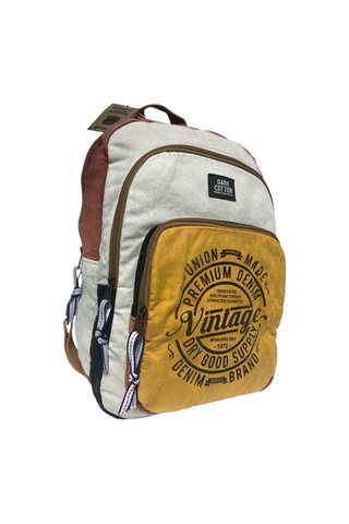 Kaliteli Vintage Salaş Yıkama Kumaş Disayn Günlük Gezi Okul Sırt Çantası 30cmx40cm Bej - Sarı