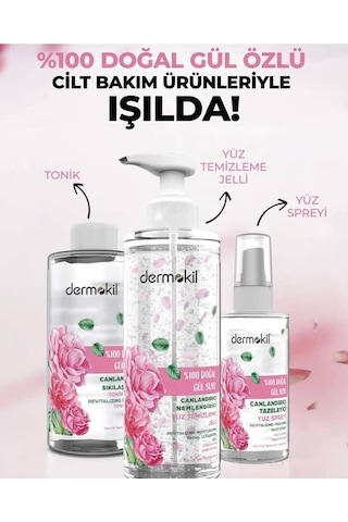 Dermokil Doğal Gül Suyu Cilt Bakım Seti 3'lü