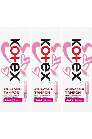 Kotex Aplikatörlü Tampon Süper 24 Lü Set 3pk 8