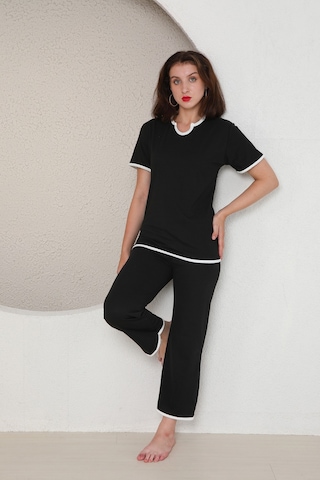 Fames Pijama Yazlik Penye Kadin Pijama Takim Siyah