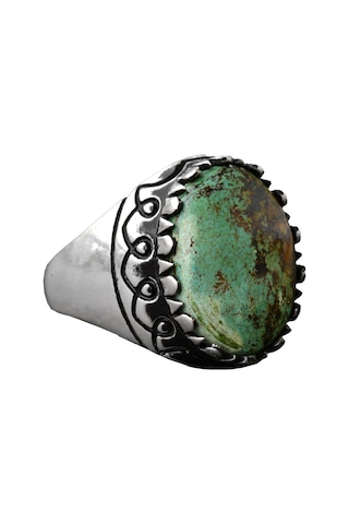 Gerçek Arizona Yeşil Turkuaz Taşı Yüzük, 925 Ayar Gümüş Yüzük Erkekler İçin Gümüş